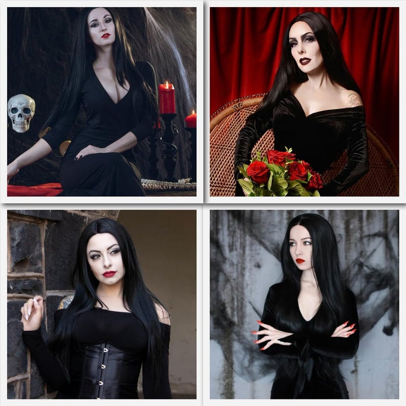 Mersi Long Black Wig for Women Halloween Costume 27'' Straight Long Black Wig Natural Cute Black Wigs for Costume Women S034BK - Image 4